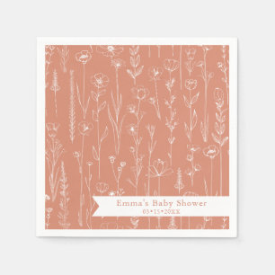Serviette En Papier Baby-Shower Terre Cuite Fleur Sauvage Motif Flor