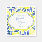 Serviette En Papier Baby Shower Thème Citron Bleu Moderne (Devant)