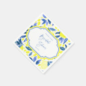 Serviette En Papier Baby Shower Thème Citron Bleu Moderne (Coin)