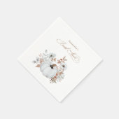 Serviette En Papier Baby Shower Thème Citrouille Blanche Automne  (Coin)