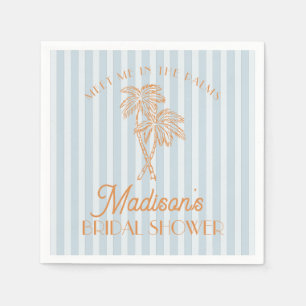 Serviette En Papier Baby Shower Thème Plage Pastel Palm Spring Bleu
