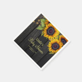 Serviette En Papier Baby shower tournesol bois de canne rustique (Coin)