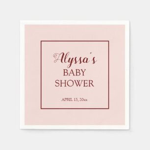 Serviette En Papier Baby shower traditionnel Bourgogne rose rousse
