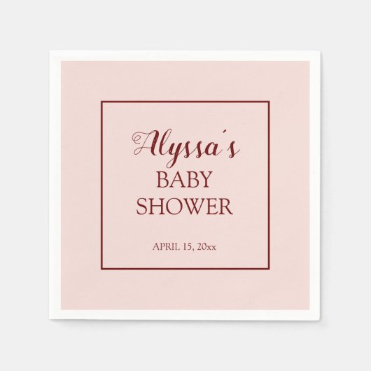 Serviette En Papier Baby shower traditionnel Bourgogne rose rousse (Devant)