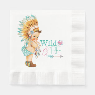 Serviette En Papier Baby shower tribal de filles