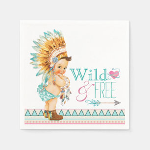 Serviette En Papier Baby Shower Tribal Filles