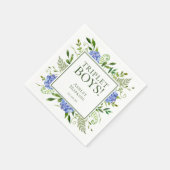 Serviette En Papier Baby shower Triplet Boys Blue Hydrangeas (Coin)