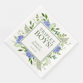 Serviette En Papier Baby shower Triplet Boys Blue Hydrangeas (Coin)