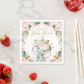 Serviette En Papier Baby shower Tropical Eléphant Rose Cute (En situation)