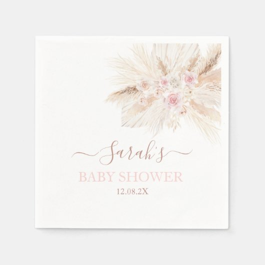 Serviette En Papier Baby shower Tropical rose vif serviettes (Devant)