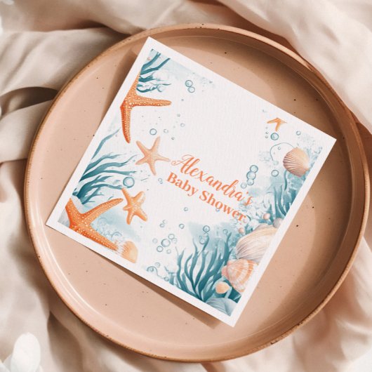 Serviette En Papier Baby shower Tropical Summer Beach Starfish