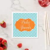 Serviette En Papier Baby shower Turquoise orange moderne Chevron (En situation)