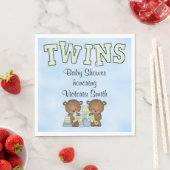 Serviette En Papier Baby shower Twin Boys Teddy Bear (En situation)