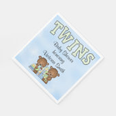 Serviette En Papier Baby shower Twin Boys Teddy Bear (Coin)