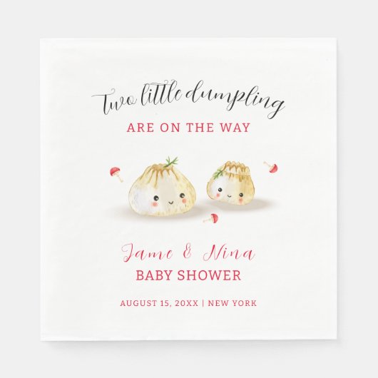 Serviette En Papier Baby shower Twin Cute Dumpling Champignons (Devant)
