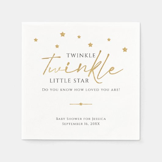 Serviette En Papier Baby shower Twinkle Gold Stars (Devant)