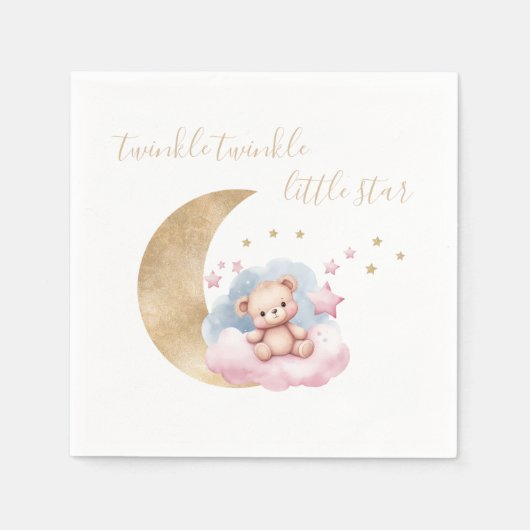 Serviette En Papier Baby shower Twinkle Little Star Gold Moon (Devant)
