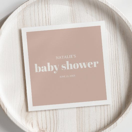 Serviette En Papier Baby-Shower Typographie en grès rose