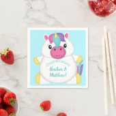 Serviette En Papier Baby shower Unicorn Turquoise (En situation)