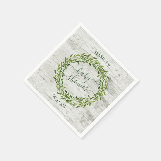 Serviette En Papier Baby shower verdoyant branché Laurel Wreath (Coin)
