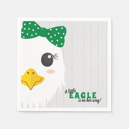 Serviette En Papier Baby shower vert bébé fille aigle (Devant)