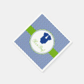 Serviette En Papier Baby shower vert bleu Little Man Chevron (Coin)