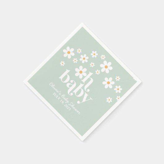 Serviette En Papier baby shower vert boho Daisy serviettes (Coin)