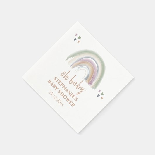 Serviette En Papier Baby shower vert Boho Muted Rainbow Sage (Coin)