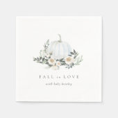 Serviette En Papier Baby shower vert Citrouille d'automne blanc (Devant)