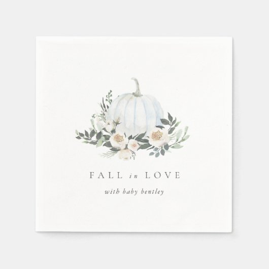 Serviette En Papier Baby shower vert Citrouille d'automne blanc (Devant)