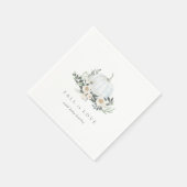 Serviette En Papier Baby shower vert Citrouille d'automne blanc (Coin)