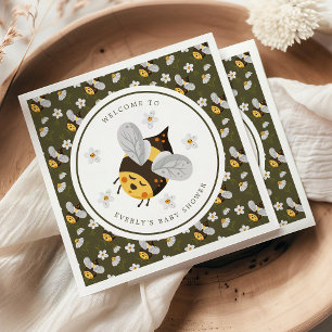 Serviette En Papier Baby shower vert d'abeille Fleur de Faisée