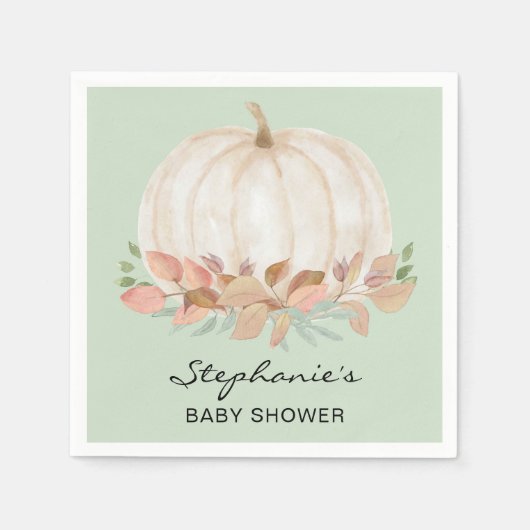 Serviette En Papier Baby shower vert de citrouille Automne (Devant)