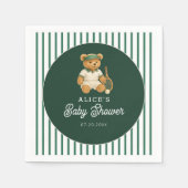 Serviette En Papier Baby shower vert de Tennis Preppy Bear (Devant)