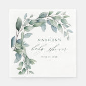 Serviette En Papier Baby shower vert Eucalyptus (Devant)