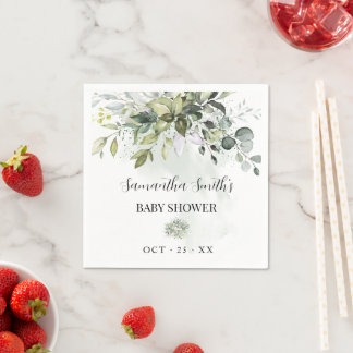 Serviette En Papier Baby shower vert Eucalyptus