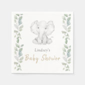 Serviette En Papier Baby shower vert Eucalyptus petit éléphant (Devant)