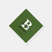 Serviette En Papier Baby shower vert forêt Monogramme Jungle Thème (Coin)