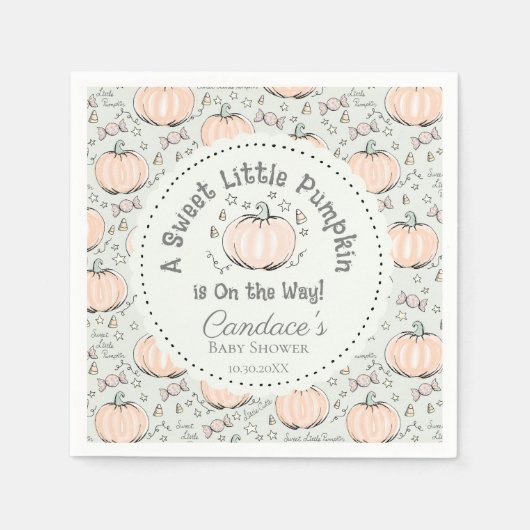 Serviette En Papier Baby shower vert pour petits Citrouilles neutres (Devant)
