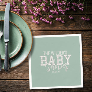 Serviette En Papier Baby shower vert Sage Neutre Sexe serviettes