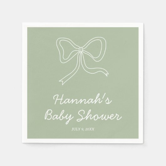 Serviette En Papier Baby shower vert Sage personnalisé serviettes (Devant)