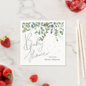Serviette En Papier Baby shower vert simple Eucalyptus (En situation)