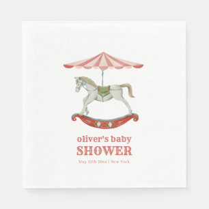 Serviette En Papier Baby shower vintage Carrousel Carnival Circus