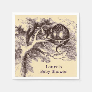 Serviette En Papier Baby shower vintage de chat de Cheshire