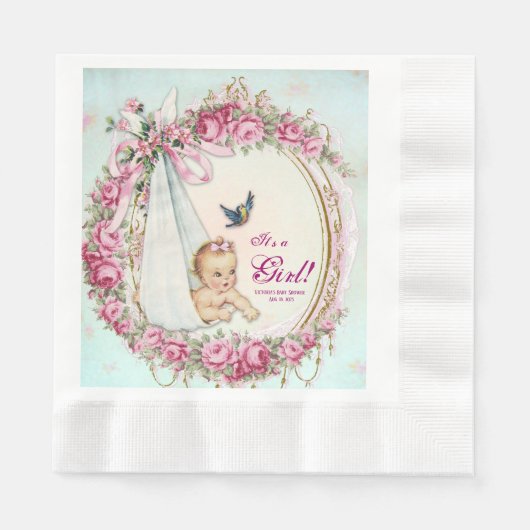 Serviette En Papier Baby-shower vintage shabby (Devant)