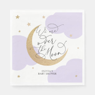 Serviette En Papier Baby Shower Violet Au-Dessus de la Lune