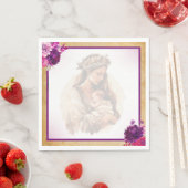 Serviette En Papier Baby shower violet Boho (En situation)