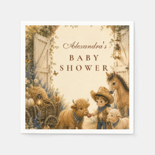 Serviette En Papier Baby-Shower Western Bohème Garçon Classique