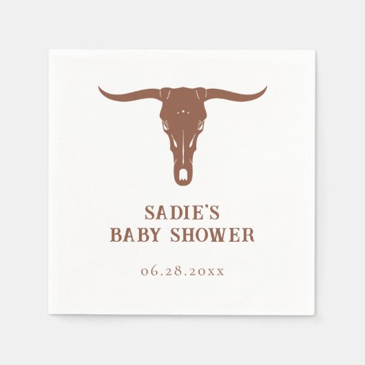 Serviette En Papier Baby shower Western Terracotta Cowboy (Devant)