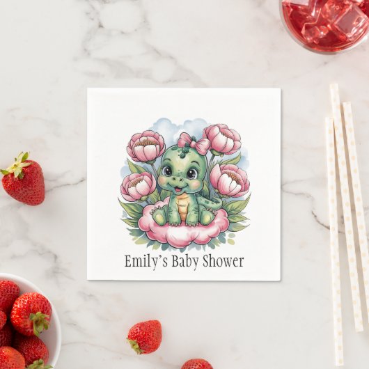 Serviette En Papier Baby shower Whimsical Dino Delight (En situation)